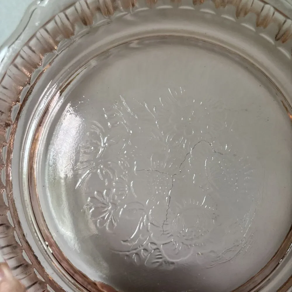 Anchor Hocking MAYFAIR Open Rose Pink Depression Glass Bowl Cottage Granny 1930s